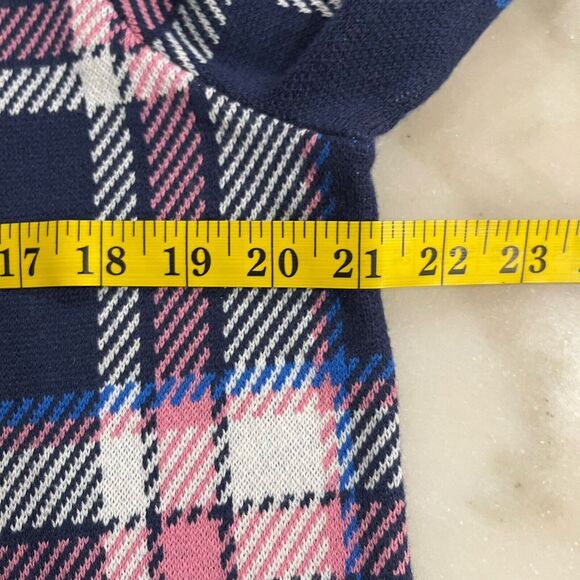 Lands' End Sweater Women's size‎ Large Blue Pink Plaid Pullover Mock Neck Casual - Picture 5 of 7